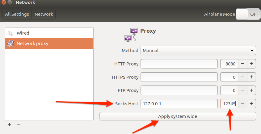 Ubuntu network proxy settings