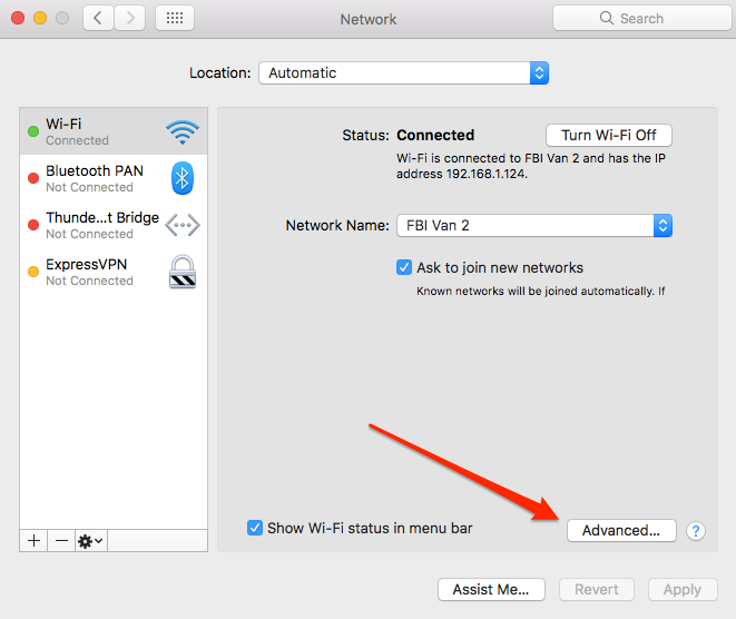 MacOS Settings Network